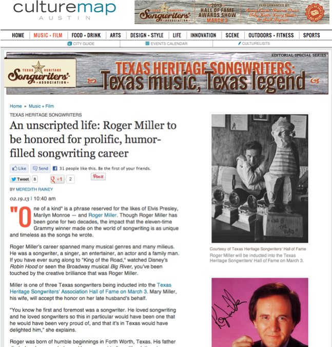 An unscripted life: Roger Miller to be honored for prolific, humor-filled songwriting career