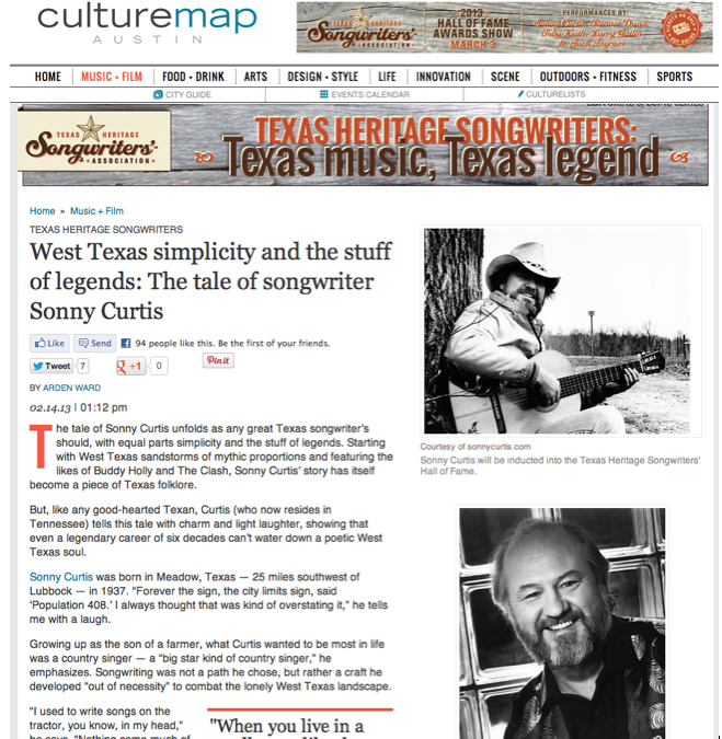 West Texas simplicity and the stuff of legends: The tale of songwriter Sonny Curtis